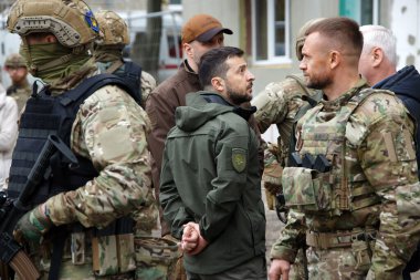 SEPT 14 2022 Ukrayna Devlet Başkanı Volodymyr Zelensky Rusya 'nın Ukrayna savaşı sırasında Harkiv' i ziyaret etti. Kharkiv, Ukrayna