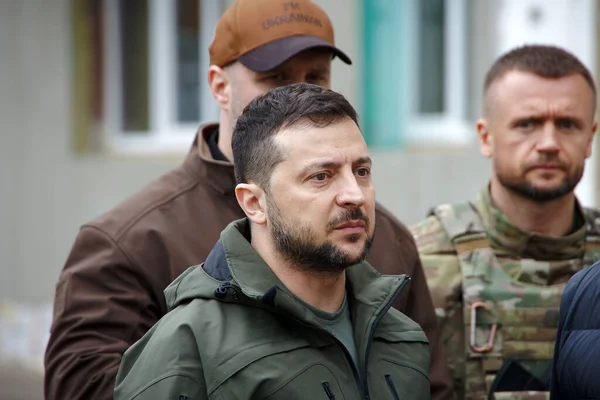 SEPT 14 2022 Ukrayna Devlet Başkanı Volodymyr Zelensky Rusya 'nın Ukrayna savaşı sırasında Harkiv' i ziyaret etti. Kharkiv, Ukrayna