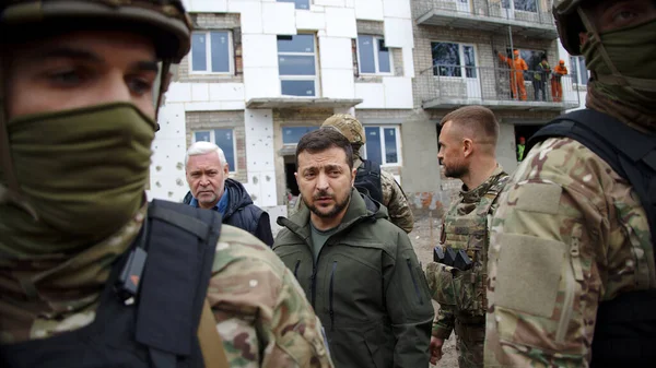 Set 2022 Presidente Dell Ucraina Volodymyr Zelenskyy Visita Kharkiv Durante — Foto Stock