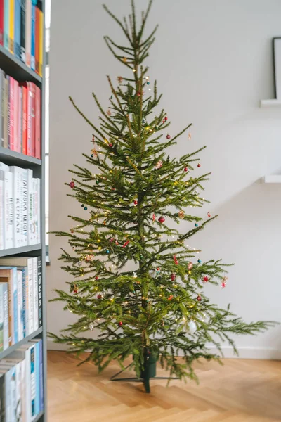 Albero Natale Con Libri Rossi Bianchi — Foto Stock