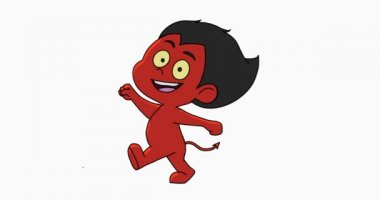 Çizgi filmdeki şeytan çocuk cadılar bayramında yürüyor..