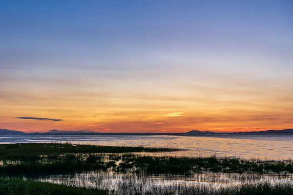 floodplain of the river Fraser summer time at dusk.