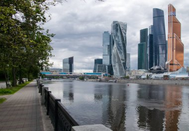 Moskova, Rusya - 10 Temmuz 2017: Moskova şehrinin gökdelenleri