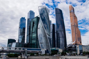 Moskova, Rusya - 10 Temmuz 2017: Moskova şehrinin gökdelenleri