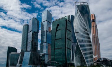 Moskova, Rusya - 10 Temmuz 2017: Moskova şehrinin gökdelenleri