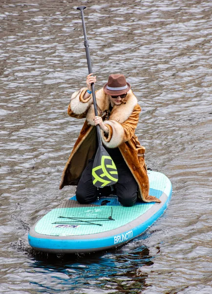 São Petersburgo Rússia Julho 2021 Participante Festival Torcedores Stand Paddling — Fotografia de Stock