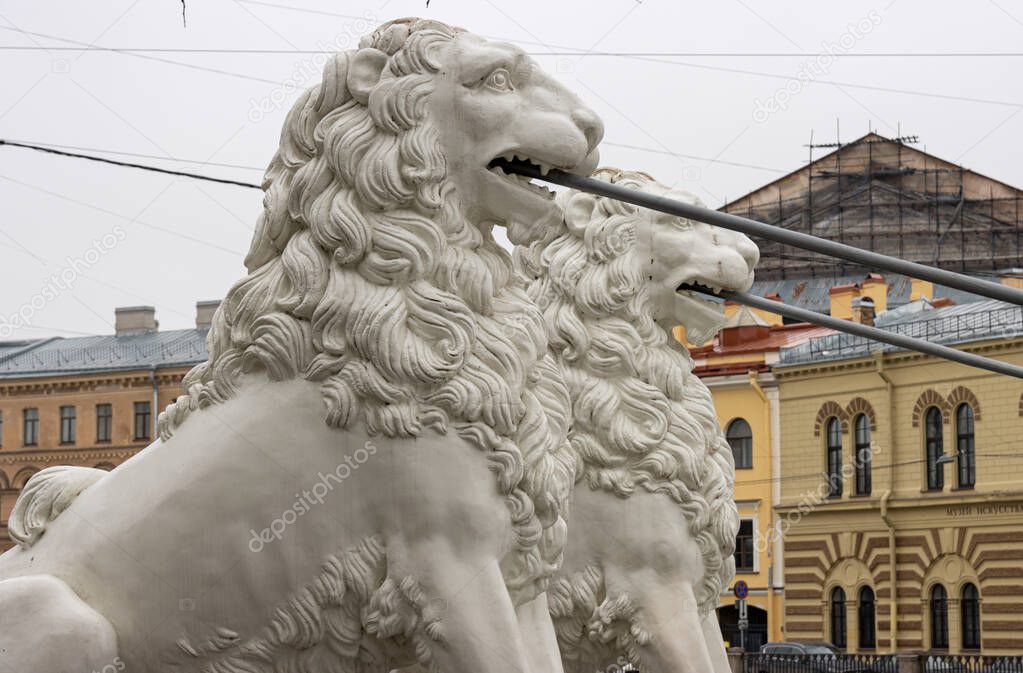 Lions bridge in Saint Petersburg, Russia