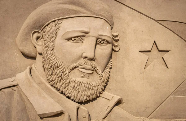 Піщана Скульптура Фідель Кастро — стокове фото