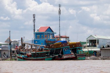 Mekong Deltasında kargo botları