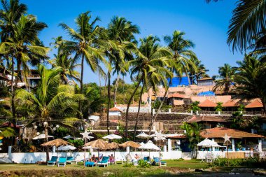Kuzey Goa, Hindistan - 14 Ocak 2017: Vagator Plajı Binaları