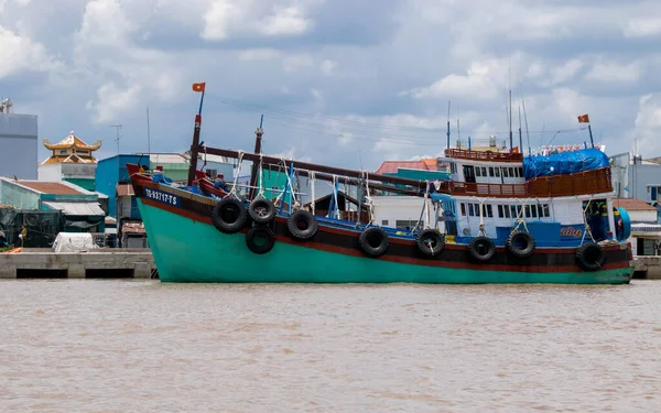 Delta Del Mekong Vietnam Abril 2018 Barcos Carga Fondeados — Foto de Stock