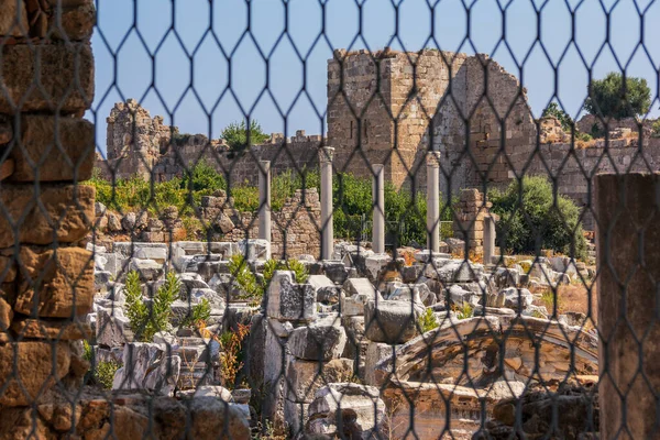 Ruins Monumental Ancient Roman Castle Agora Marble Columns Historic Part — Stock Photo, Image