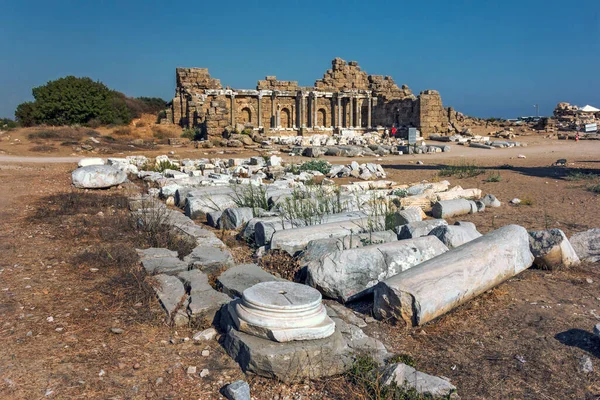 View Ruins Monumental Ancient Roman Agora Marble Columns Historic Part — Stock Photo, Image