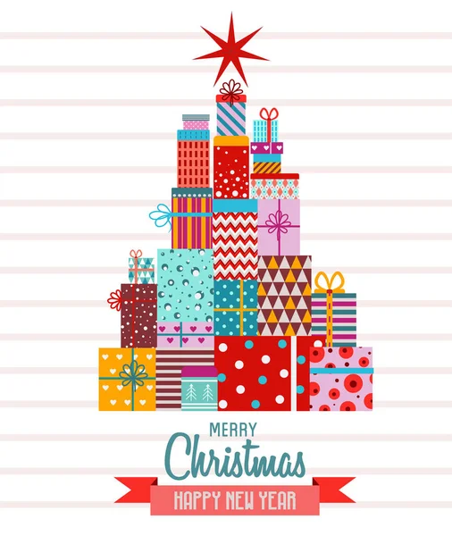 Weihnachten Geschenk-Box Alternative Baum Urlaub Karte — Stockvektor