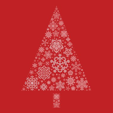 Noel Ağacı Romantik Kar Taneleri Kutlama Kartı Yaptı