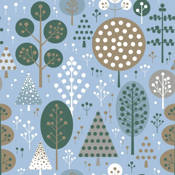 Zimní lesní zalesněný rostlinný bezešvý vzor — Stockový vektor
