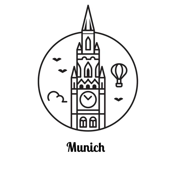Utazás Bajorország Ikon München Új Városháza — Stock Vector