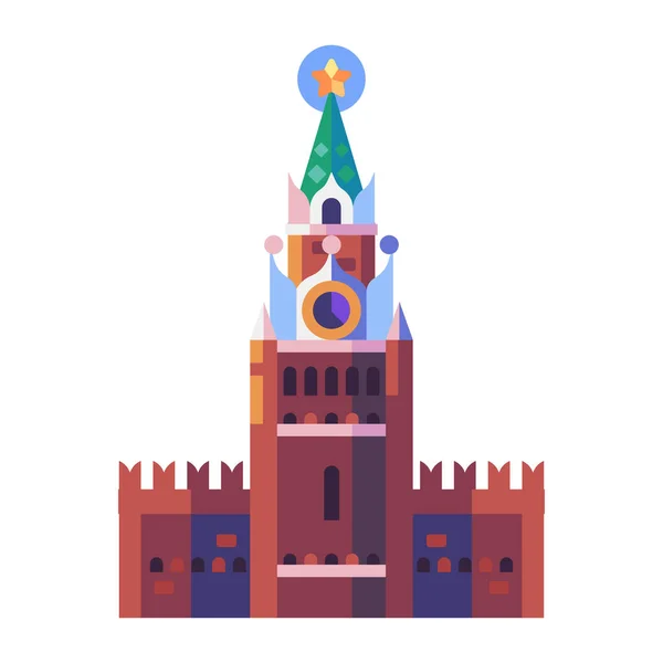 Moscow Travel Icon with Savior Tower of Kremlin — Stock vektor