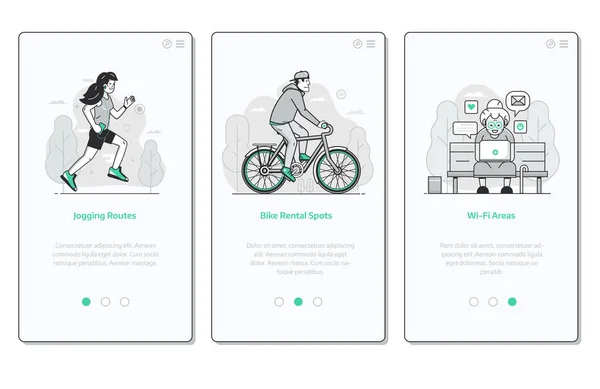 Marketing UI Screens in Line Art Design — ストックベクタ