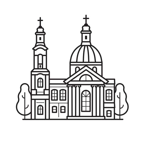 Église chrétienne ou cathédrale Icône en ligne Art — Image vectorielle