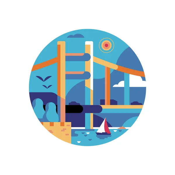 Reise-Ikone Istanbul mit zweiter Bosporus-Brücke — Stockvektor