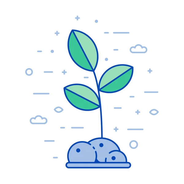 Growing Sprout with Leaves Line Art Icon — стоковий вектор