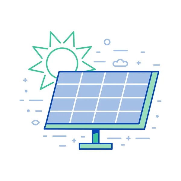 Sun Alternative Energy Solar Panel Line Icon — Stock Vector
