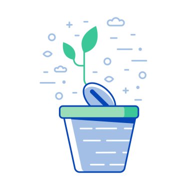 Yaprak Çizgisi Sanat Simgesi ile Büyüyen Filizler