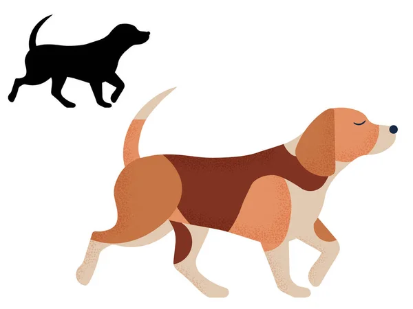 Beagle Dog Breed in Cartoon and Outline — стоковый вектор