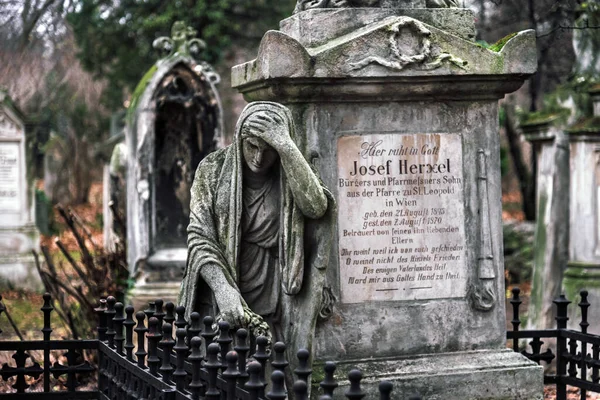 Statue of Grieving Mother on Saint Marx Cemetery — Stok fotoğraf