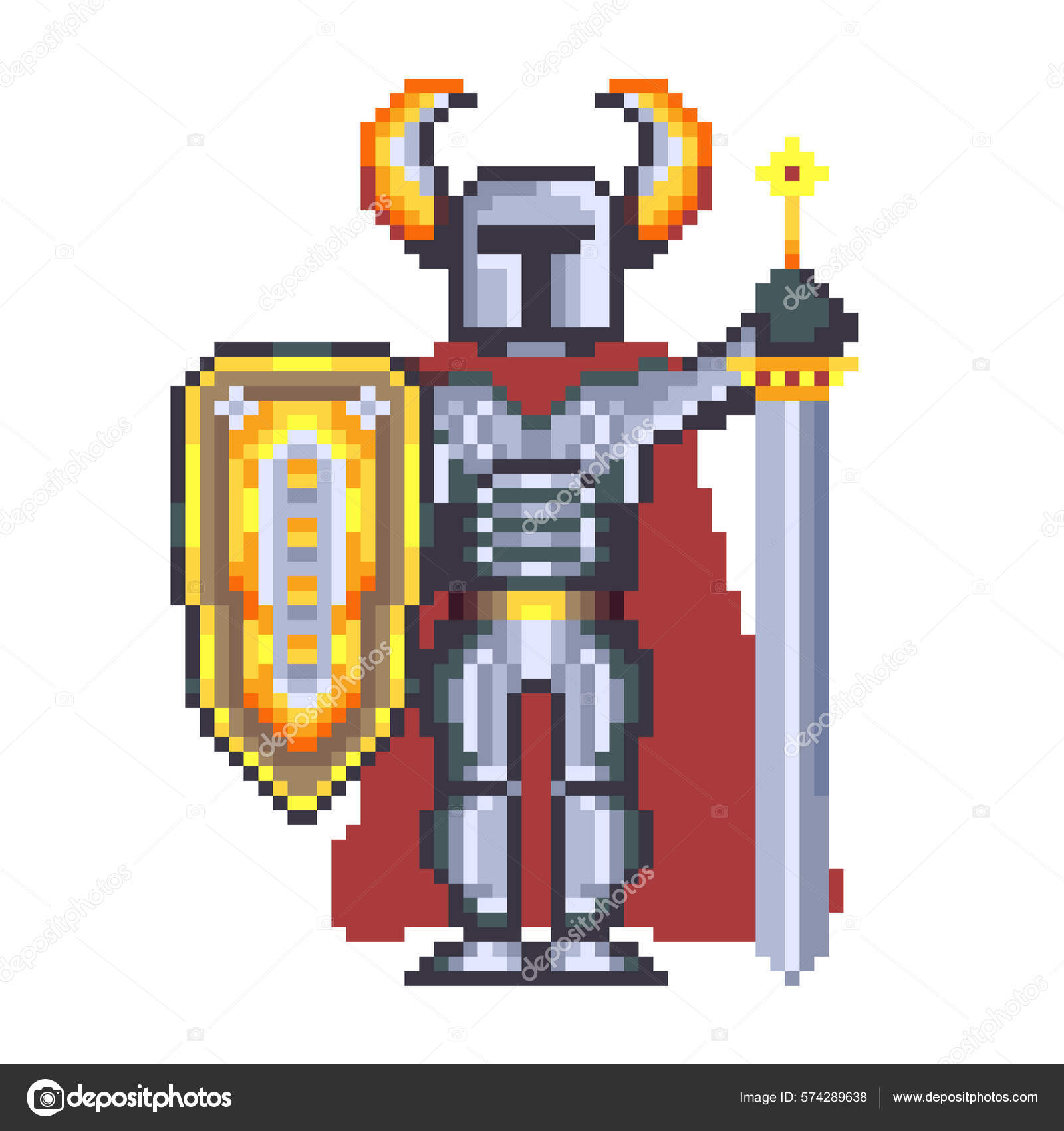 Vetores de Personagem De Cavaleiro De Jogo Pixel Paisagem Natural Pixelada  Com Escudo De Tenção De Guerreiro E Espada e mais imagens de Arte pixel -  iStock