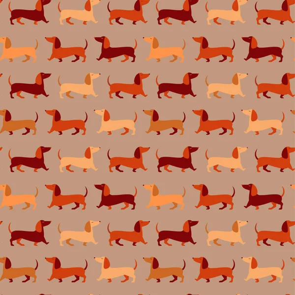 Happy Dachshund Walking Seamless Pattern Cute Sausage Dogs Tails Movement — Stockvector