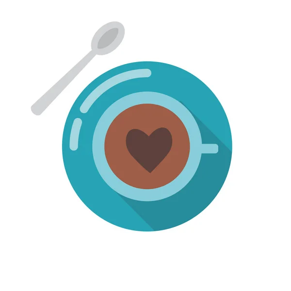 Coffee Cup Heart Spoon Icon View Flat Design Elements Coffee — Vetor de Stock