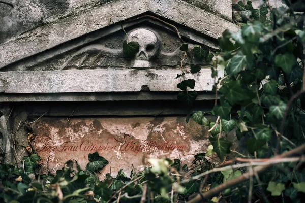 December 2017 Vienna Austria Old Tomb Winged Skull Gravestone Symbol — Fotografia de Stock