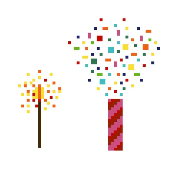Festliche Bengalische Wunderkerzen Ikone Der Pixelkunst Feuerwerkskörper Festbeleuchtung Platzte Illustration — Stockvektor