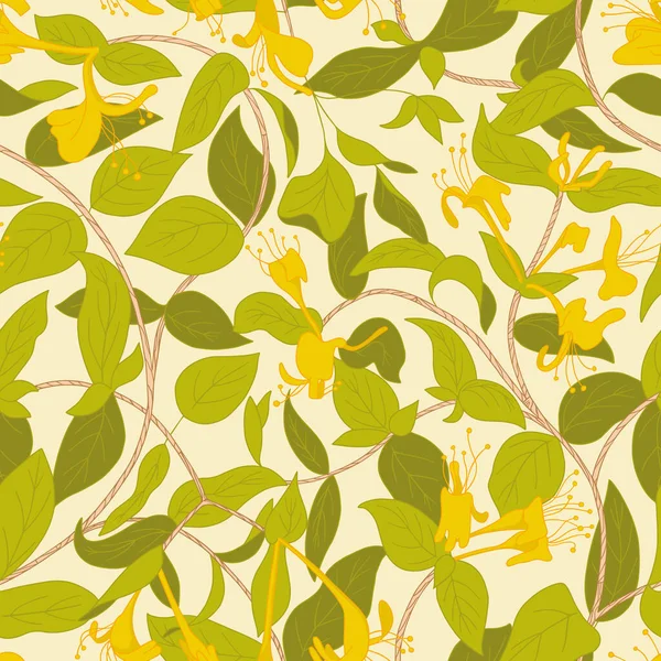 Blooming Honeysuckle Seamless Pattern Plant Background Fashion Wallpapers Print Paper — Vector de stock