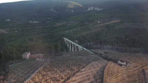 Flygfoto över gamla bron — Stockvideo