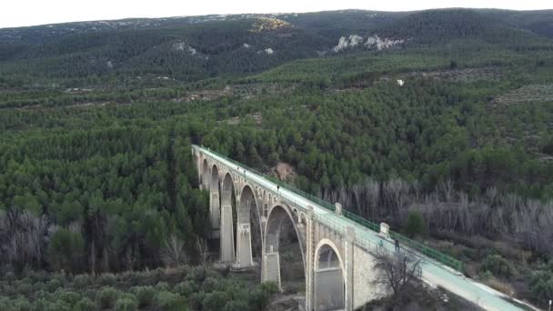 Aerial view of old bridge — Stock Video
