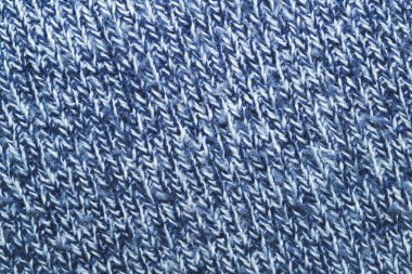 Mavi örgü arka plan. Yünlü doku. lif deseni kapat