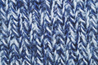 Mavi örgü arka plan. Yünlü doku. lif deseni kapat