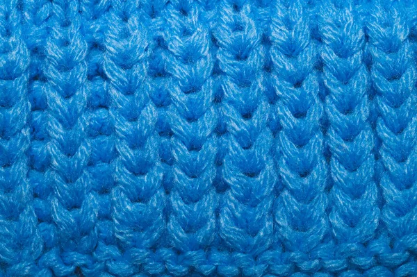 Knitted Background Close Blue Woolen Fabric Macro — Stock Photo, Image