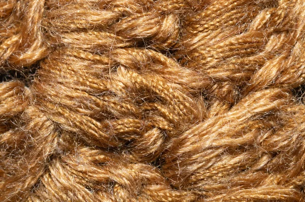 Knitted Woolen Background Close Brown Soft Fabric — Stock Photo, Image