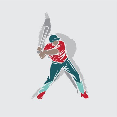 Softball oyuncusu topa vurmaya hazır. Silüet vektör illüstrasyonu. Spor etkinliği veya turnuva logosu için iyi.