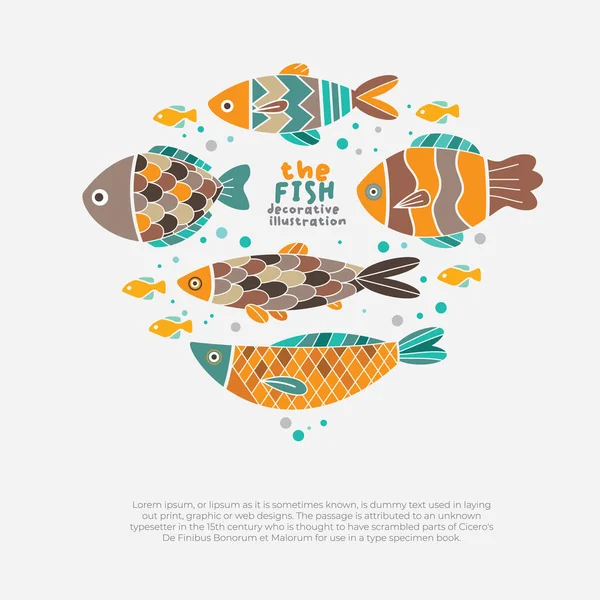 Peixes Ilustração Vetor Ilustração Estilo Decorativo Bom Para Adesivo Quaisquer —  Vetores de Stock