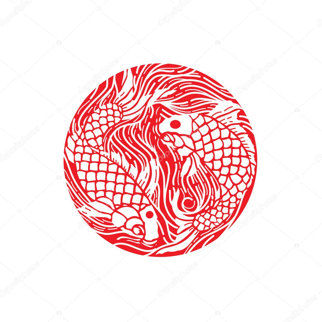 Koi fish vector illustration in decorative style.Good for koi farm logo or any japanese and oriental style graphic resources.
