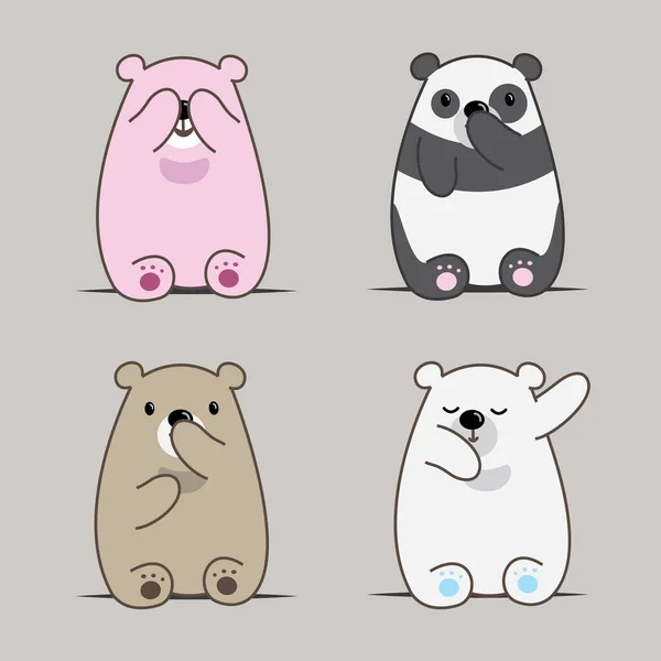 Mignon Panda Ours Vecteur Illustration Dans Toutes Les Poses Expression — Image vectorielle