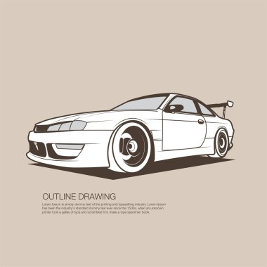 Klasik spor araba taslağı çizim vektörü çizimi.