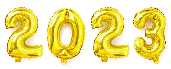 Golden Foil Balloons Number 2023 Happy New Year Christmas Holiday — Stock Photo, Image