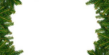 Noel ağacı konsepti. Kopya alanı olan Noel ağacı dallarından yapılmış bir düzen. Düz yatıyordu. Yeni yıl konsepti.