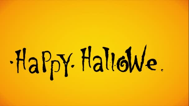 Напиши Счастливого Хэллоуина Анимация Мультфильма Оранжевом Фоне — стоковое видео